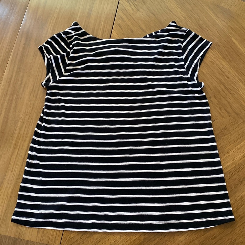 LOFT STRIPED TOP WITH KEYHOLE TIE BACK